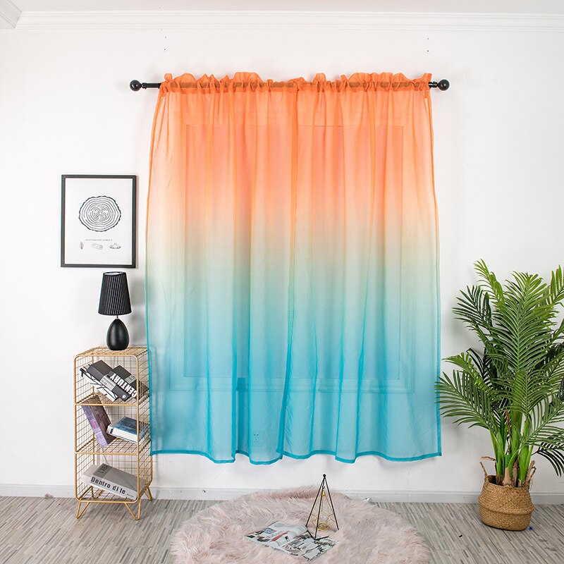 Cortinas arcoíris DE BODA modernas, cortinas de gasa opacas para balcón, sala de estar, cocina, baño, tratamientos de ventana: Naranja