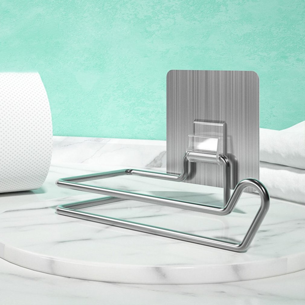 Stainless Steel No Drilling Roll Stand Family Kitchen Cabinet Bracket Shower Room Convenient Paper Holder