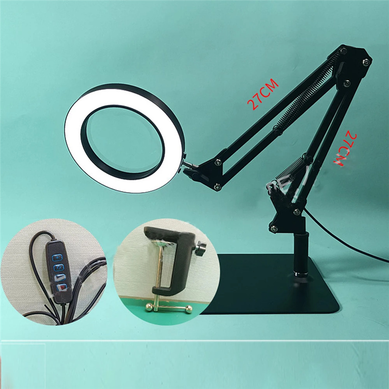 72 10x LED-leuchtlupe mit usb-anschluss und 3 farben, Ideal für lötkolbenreparaturen, als tischlampe oder hautpflege-werkzeug.