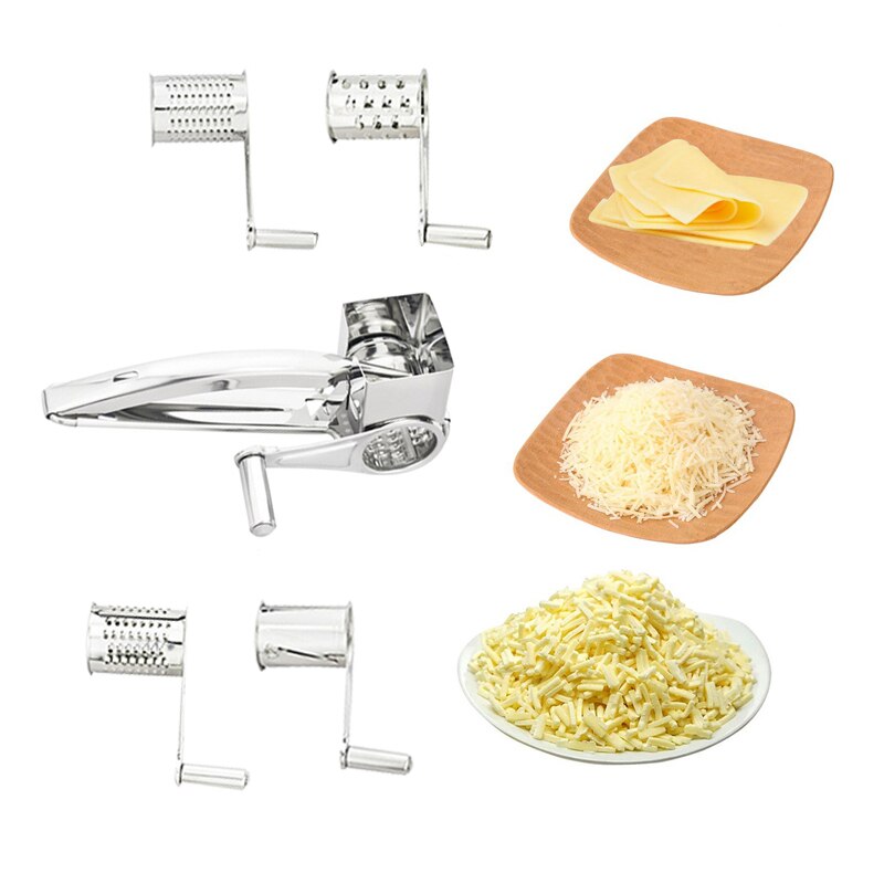 4 Drums Blades Rotary Cheese Grater Stainless Steel Cheese Slicer Shredder Butter Cutter Kitchen Gadgets