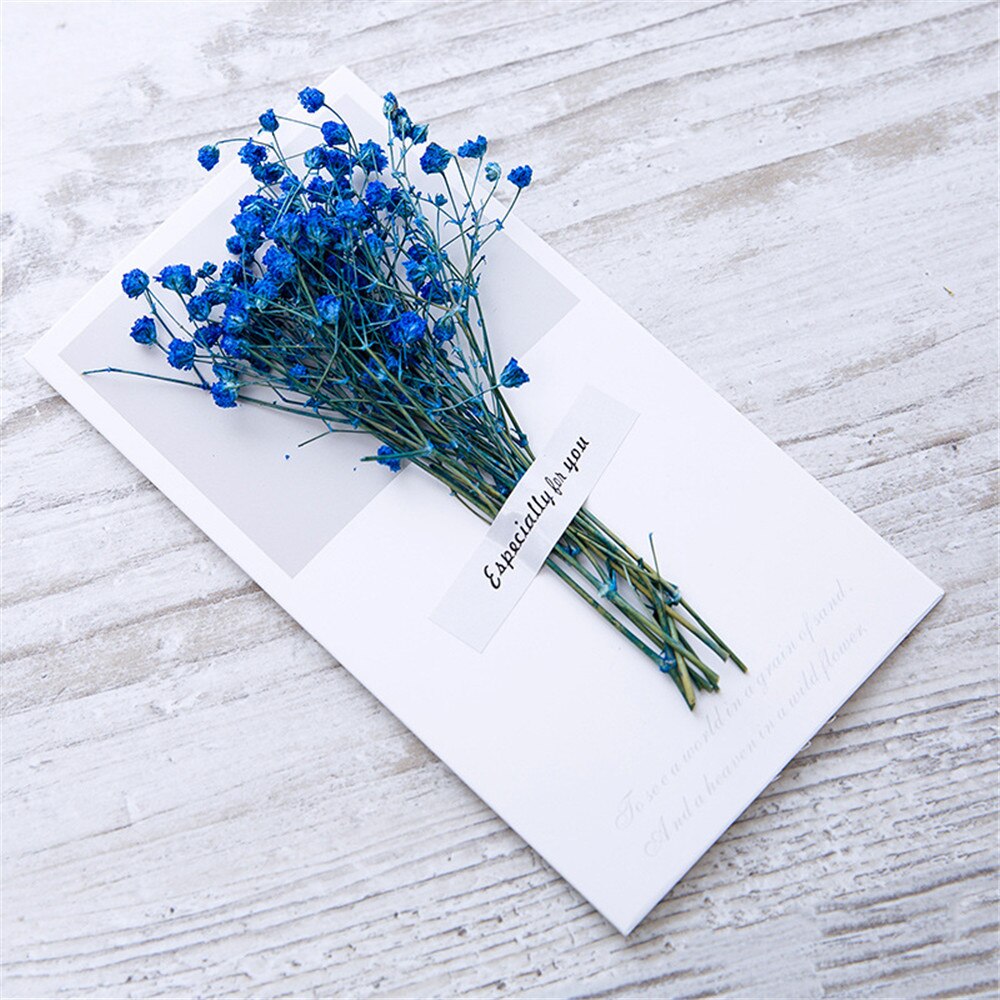 5pcs/set Retro Dry Flower Letter Papers Envelope Wedding Invitation Card Paper Handmade Greeting Card Letter Writing Paper: blue