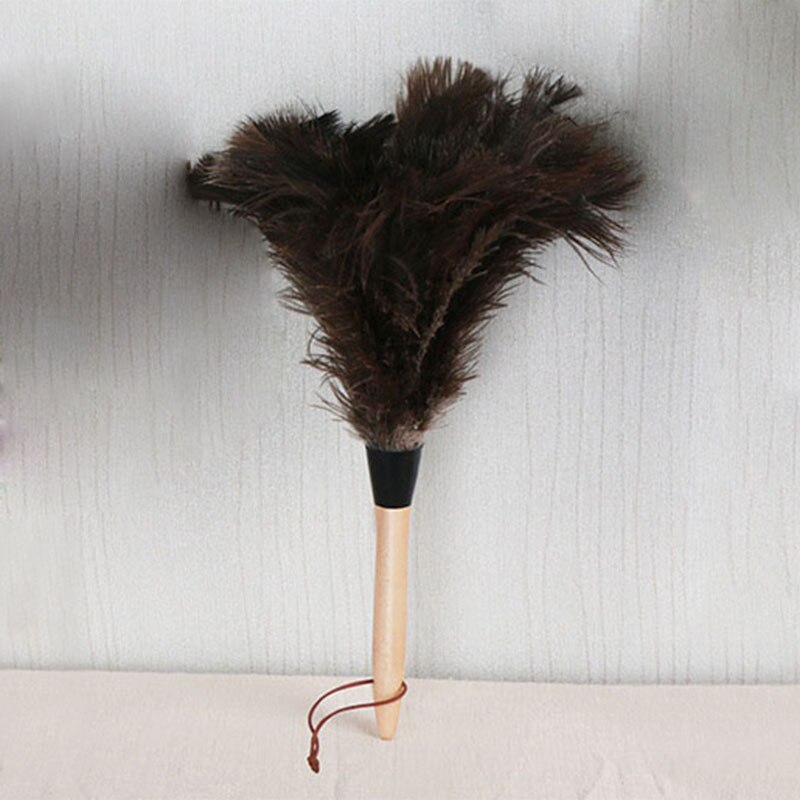 Feather Fur Brush Duster Dust Cleaning Tool Wooden Handle Anti-static Soft For Home CNT 66