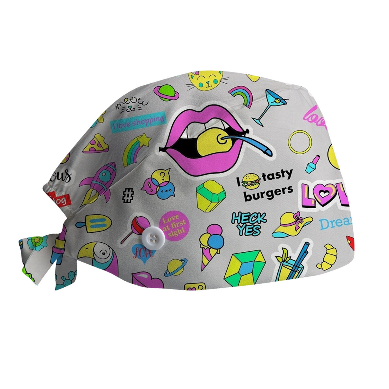 gorros quirurgicos mujer Working Cap Sweatband Bouffant Turban Button Tie Back Adjustable Sweat strip Unisex Dentist Scrub Cap