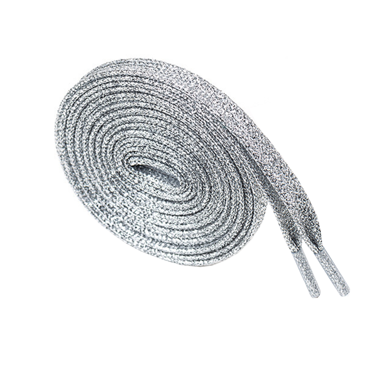 Lacets métalliques scintillants de 115 CM de Long, cordons de chaussures plats scintillants: silver