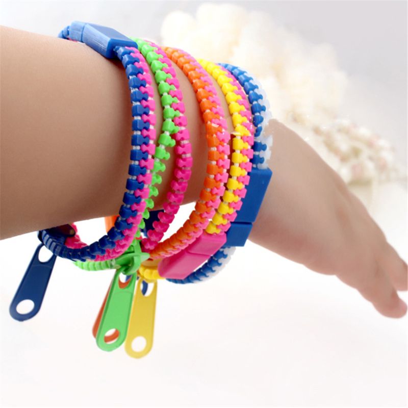 Juego de 12 pulseras con cremallera para niños, Set de 12 pulseras sensoriales de 7,5 pulgadas, colores neón, Kit de cumpleaños, recuerdos de para niños