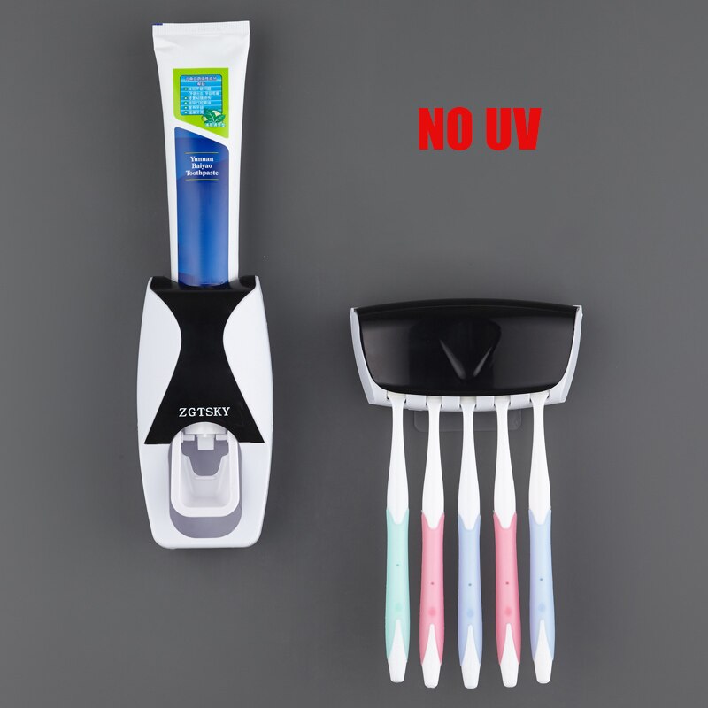 ONEUP UV Toothbrush Holder Solar Energy Toothbrush Sterilizer Toothpaste Dispenser Home Cleaner Sterilize Bathroom Accessories: No UVBlack