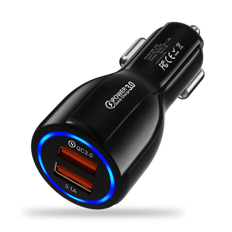 LOVECOM schnell aufladen 3,0 Auto Ladegerät 3,1 A 18W Dual USB Adapter Schnelle Ladung Für iPhone Samsung Huawei Xiaomi telefon Auto-Ladegerät: Schwarz