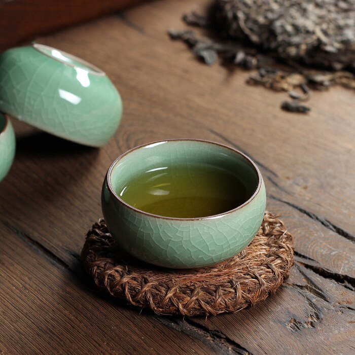 5 colors Geyao china Porcelain coffee cup Ge Kiln Chinese Longquan Celadon Gaiwan Bowl Celadon Crackle Teacup cups 45ml tea set