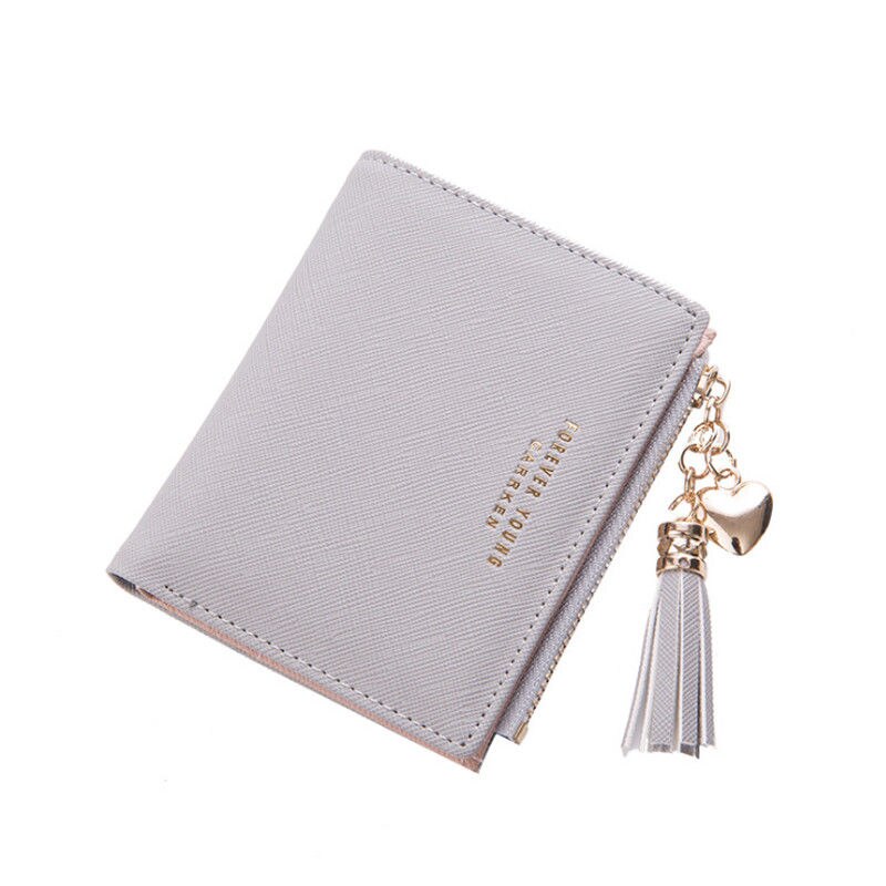 Portefeuilles Voor Meisjes Vrouwen Dame Clutch Lederen Portemonnee Korte Hasp Kwastje Rits Case Brief Portefeuilles: Grijs