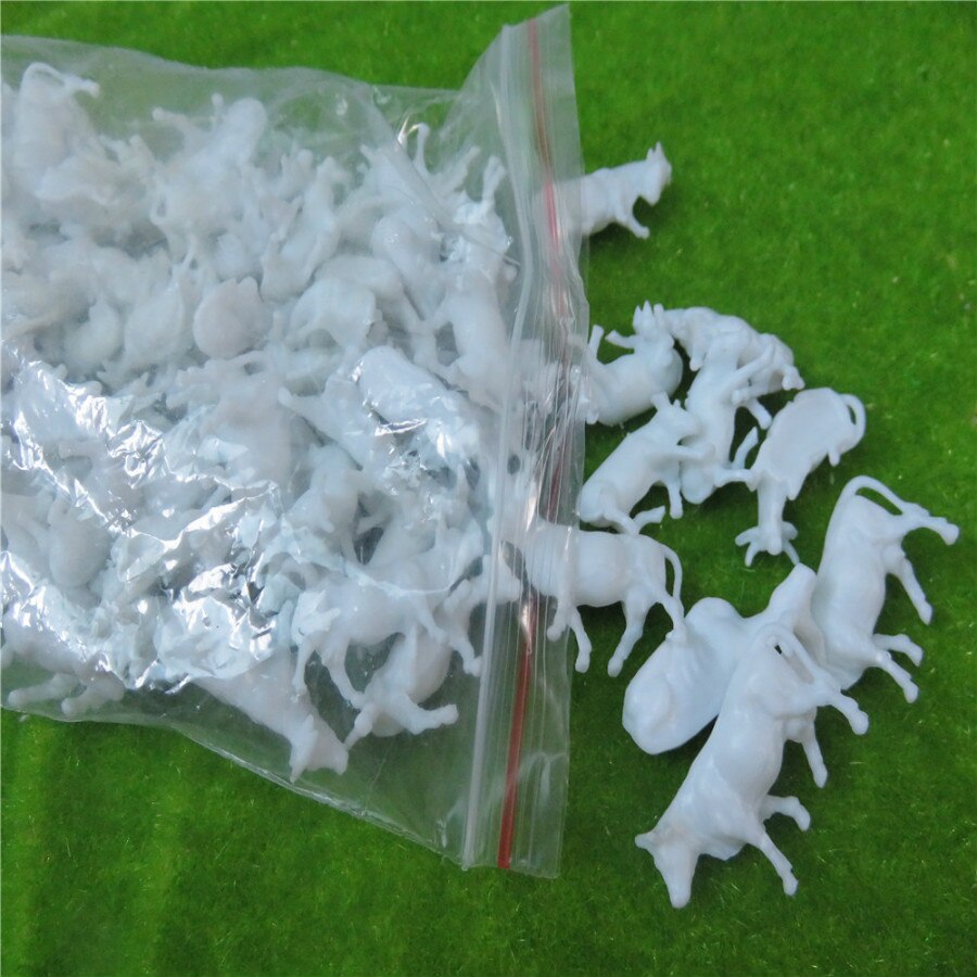 50pcs 1:150 UnPainted White Farm Animals Cows N Scale