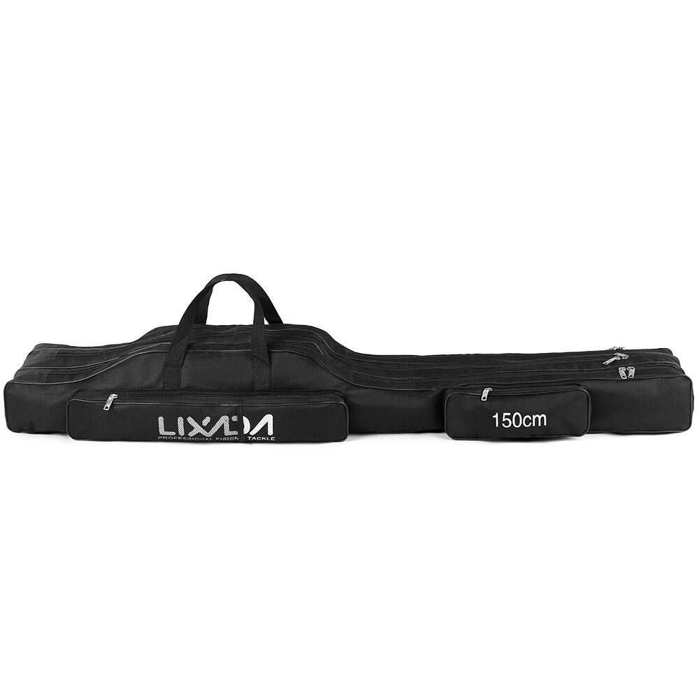 Fishing Bag 2/3 Layer Multifunctional Fishing Rod Reel Lure Canvas Pole Storage Case 120/130/ 150cm Carp Fishing Tackle durable: BLACK 130CM