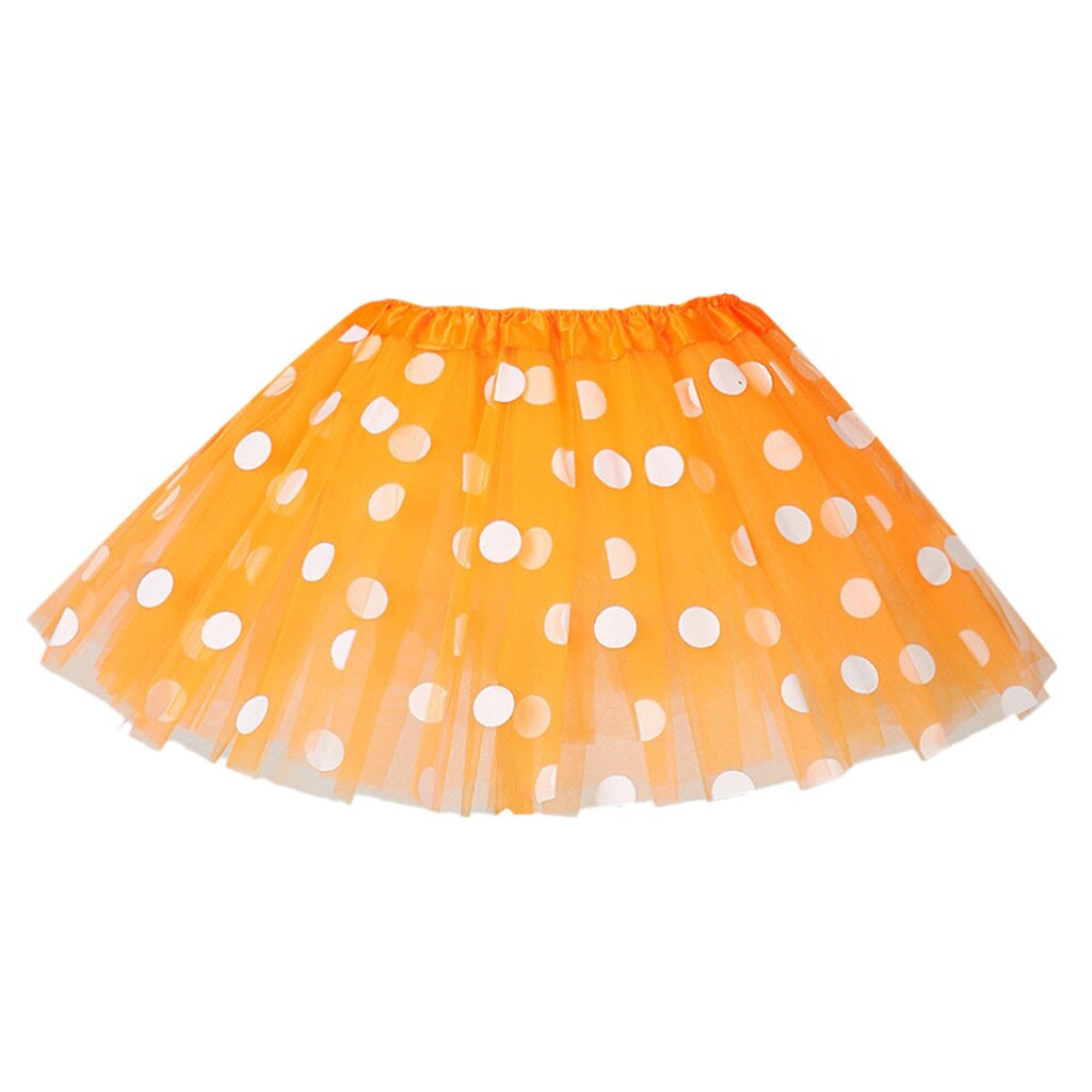 2 to 8 år tutu nederdel børn piger nederdele polka dot tyl ballet mesh prinsesse nederdele sommer pige dans tøj: Orange