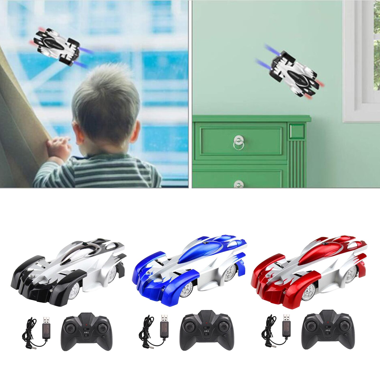Wall Climbing Car RC 360° Rotating Electric Toy Age 3+
