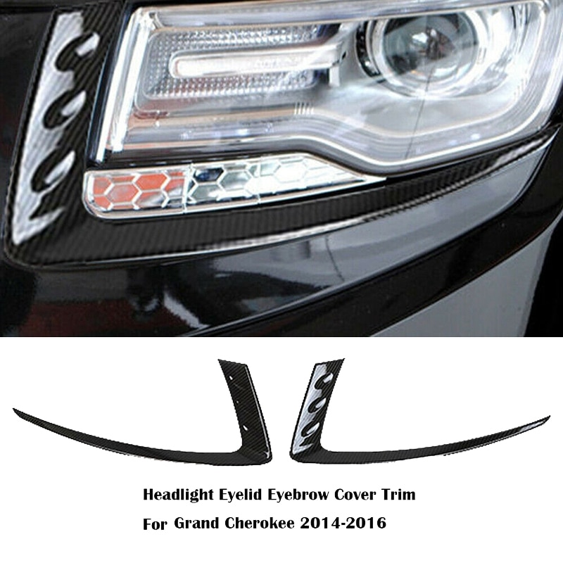 for Jeep Grand Cherokee Carbon Fiber Front Head Light Lamp Eyelid Cover Trim Decoration Strip: Default Title