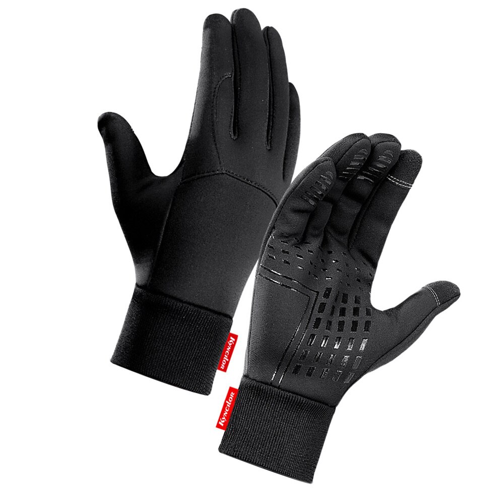 Manoplas cálidas impermeables y a prueba de viento para invierno, antideslizantes, con pantalla táctil, para senderismo y Camping, color negro, 1 par