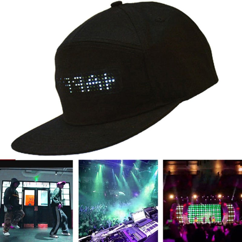 H Led Smart Cap Mobiele Telefoon App Controlled Scherm Caps Party Club Honkbal Sport Hoed *