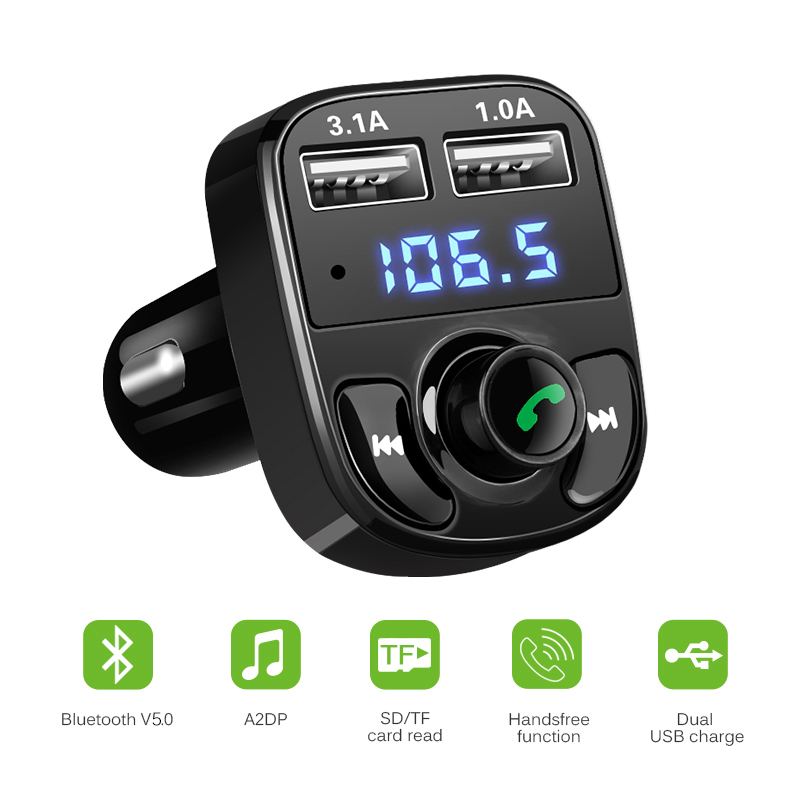 Transmisor FM Onever Aux modulador Bluetooth Kit de manos libres para coche de Audio de coche MP3 jugador con 3.1A de carga rápida cargador Dual del coche del USB
