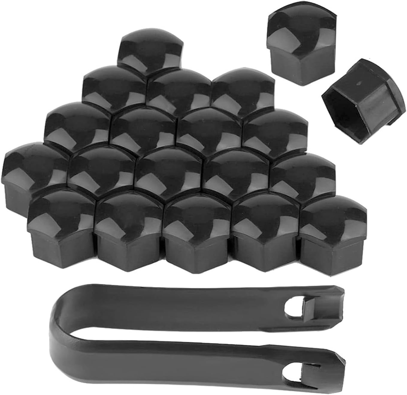 20 piezas cubiertas universales para tuercas de rueda 17/19/21mm-tapas para pernos de rueda a prueba de ust para coche, SUV, camión | Protección y decoración exterior: M12x1. 25 / Negro