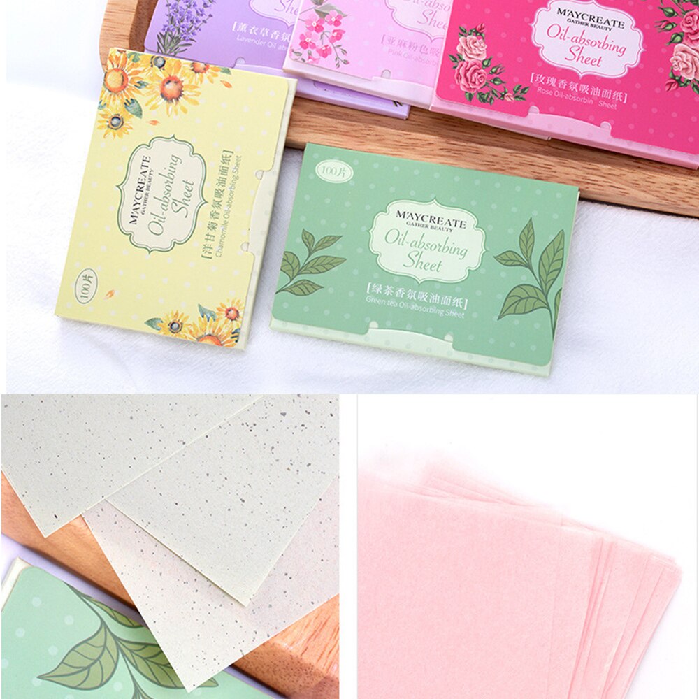 100pcs Korea Fragrant Tissue Paper Face Oil Absorbing Paper Plant Fibres Breathable Linen Pulp Blotting Paper For Face