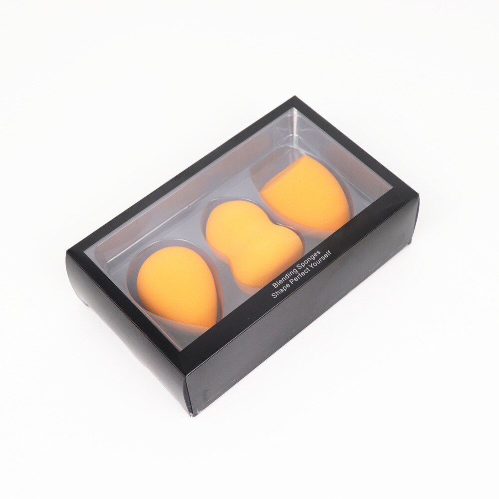 Éponge de maquillage, 3 pièces/boîte grande taille, gourde goutte d'eau, pour mélange de cosmétiques: Orange