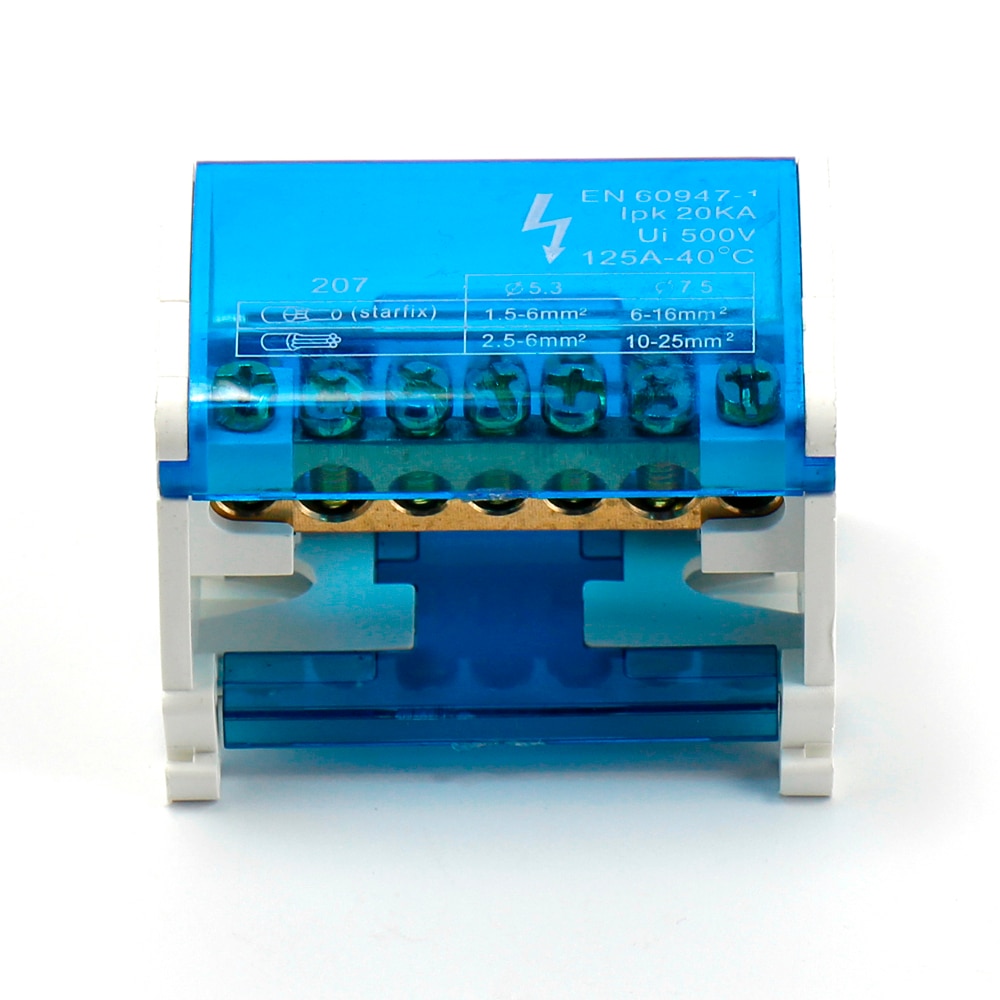 1pc Cabinet Copper Plastic waterproof junction box 4 * 7 cabinet 125A two bus junction box enclosure 2 * 7 Terminal Block