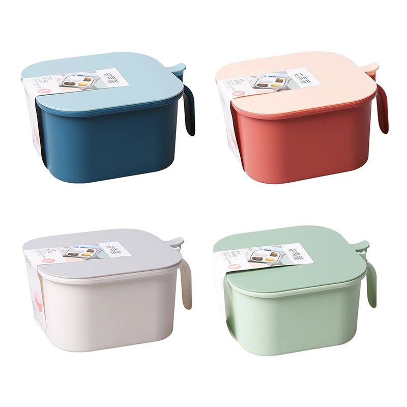 14x14x8 Plastic Food Seasoning Container Kitchen Spice Boxes Jar Cereal Condiment Bean Storage Bottle Container With 4 Spoon