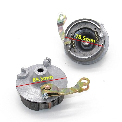 Frein à tambour avant et arrière de vélo électrique, avec arbre de frein, plaquettes de frein universelles: Silver Brake