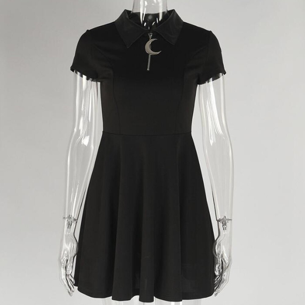 Victorian Vintage Gothic Lolita Dress Japanese Girls Black Patchwork Turn Down Collar Kawaii Mini Dress Women Punk Dresses