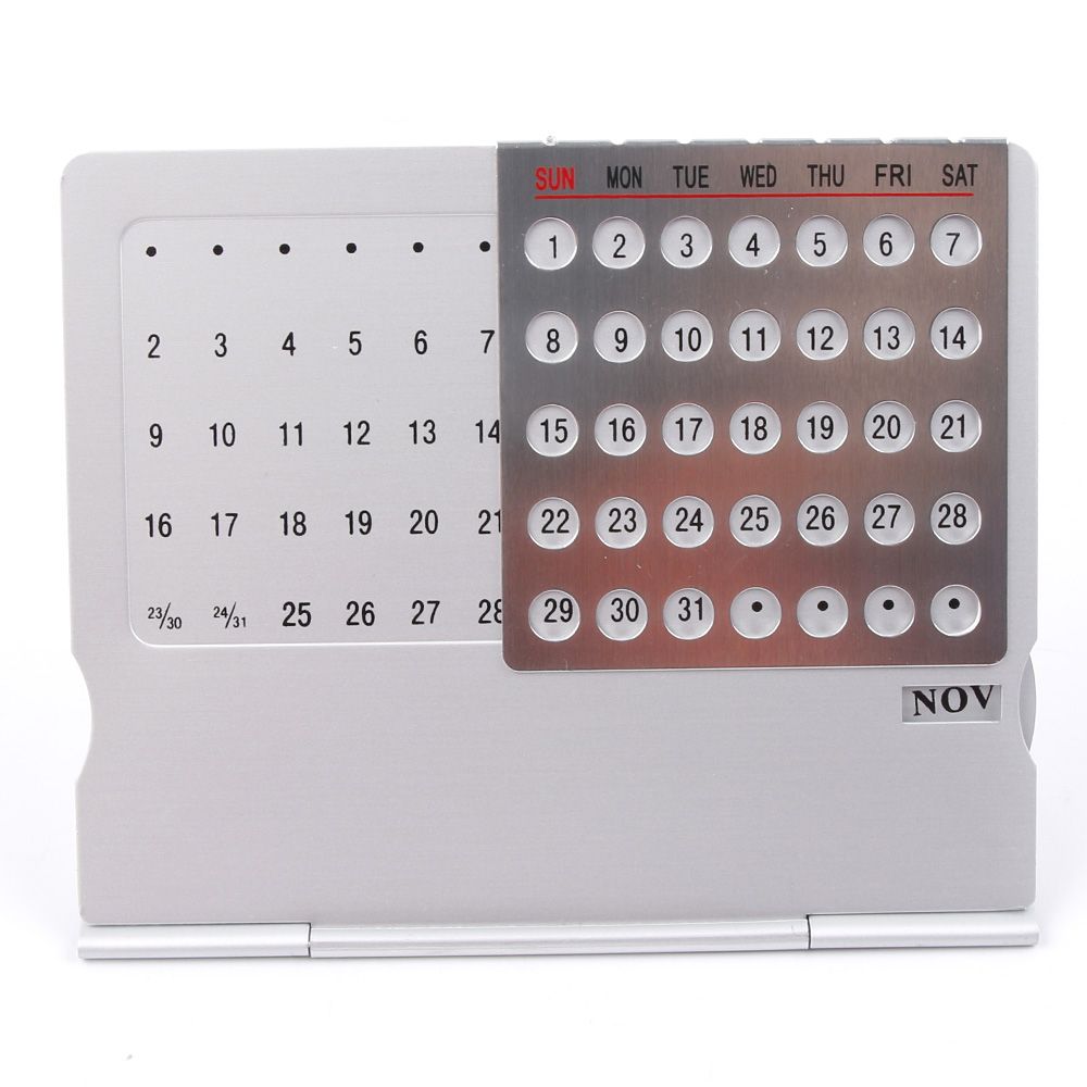 Eeuwigdurende Kalender Mini Aluminium Stand Verstelbare Tafel Kalender DIY School Office Desktop Planner