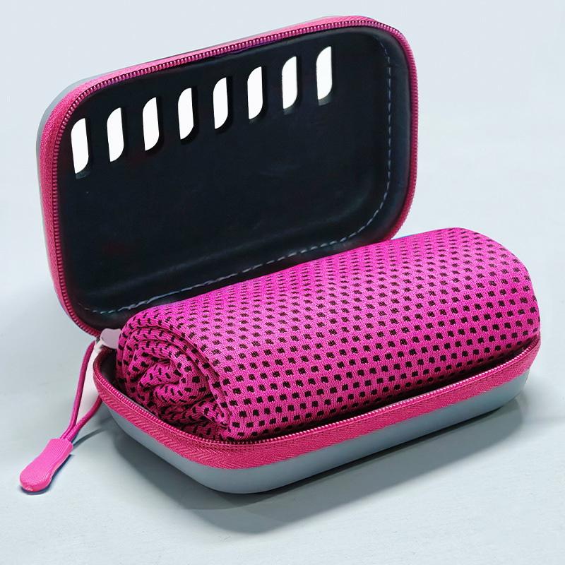camping koelhanddoeken met EVA-hoes, compacte & draagbare reis-koelhanddoek, snel drogende handdoeken voor sport, gym, wandelen en yoga: Rood