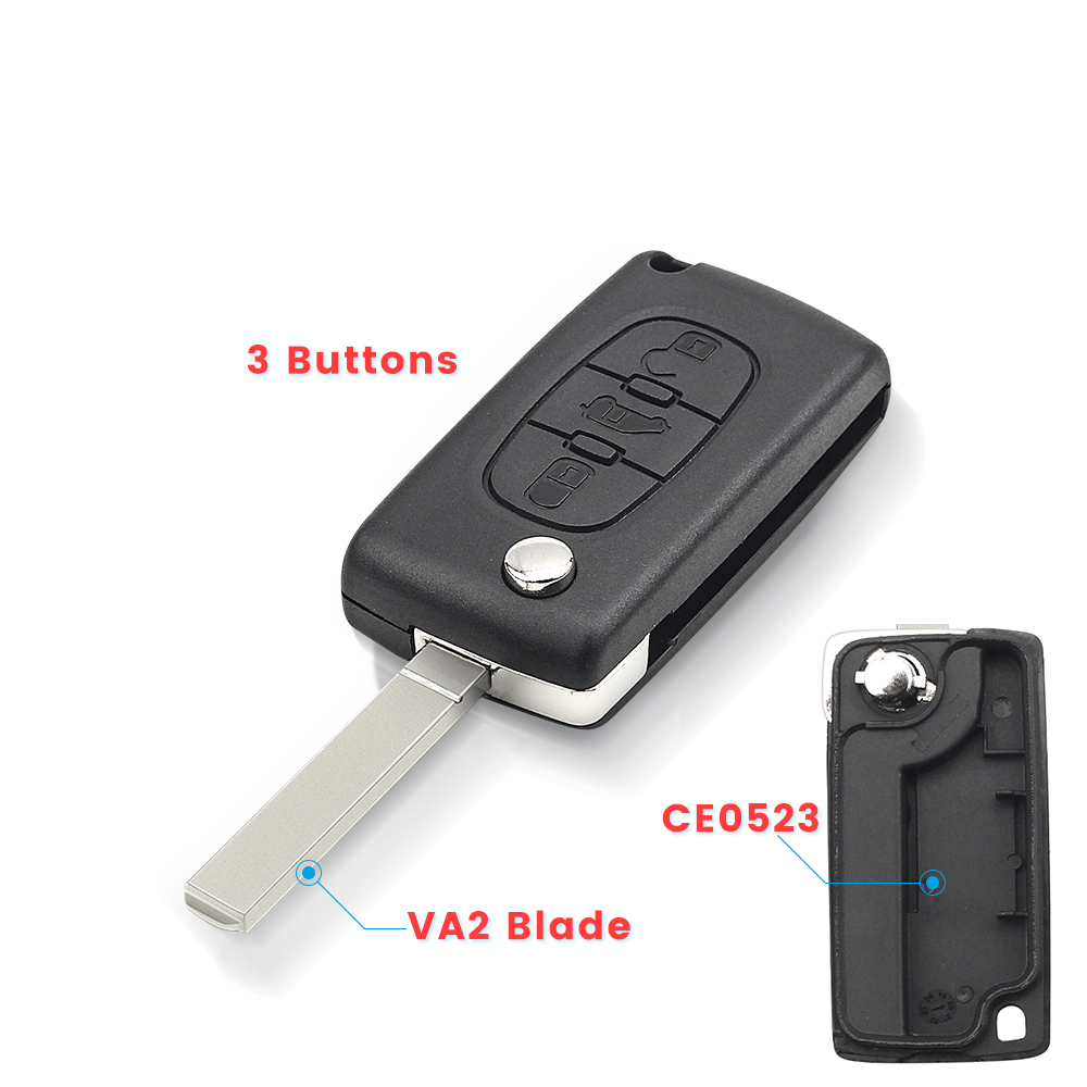 KEYYOU-funda para llave de coche, carcasa con 3 botones para Peugeot Partner Citroen Berlingo HU83 VA2 Blade CE0523 CE0536, mando a distancia