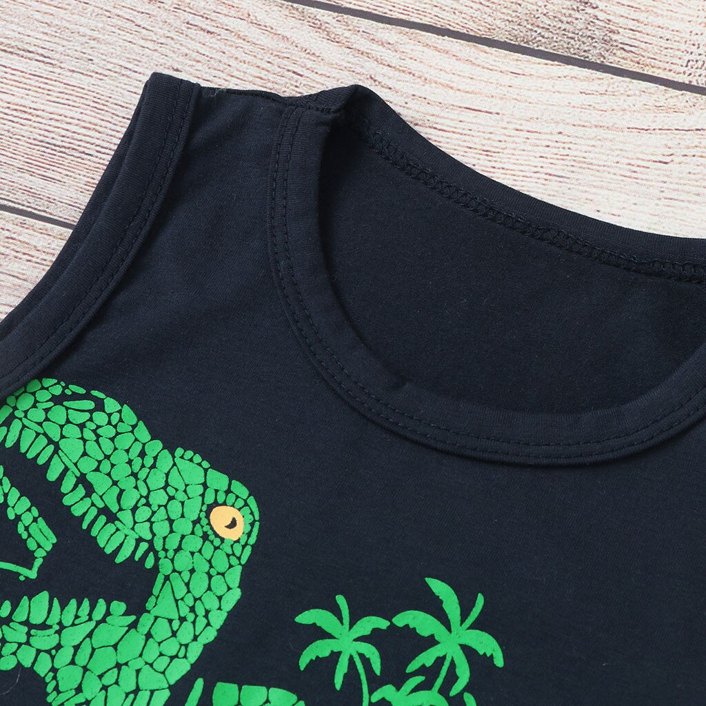 Summer Clothes Children Kids Boys Baby Kids Girls Summer Dinosaur Vest+shorts Outfit Set Clothes Two Pieces Roupas