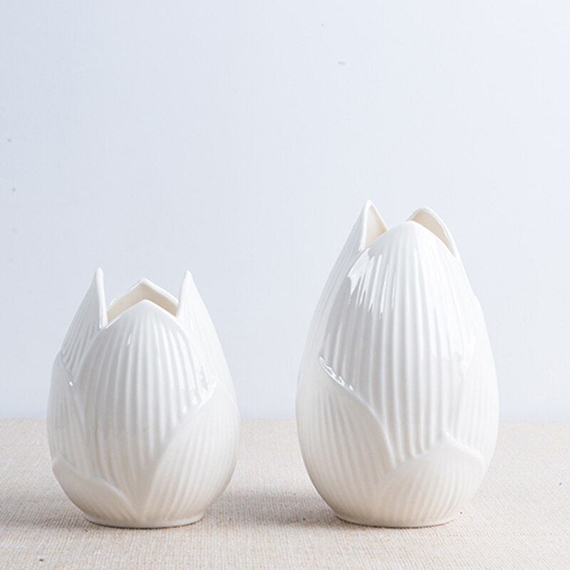 Loto de ceramica florero rojo blanco jarrones de cerámica de mesa de porcelana florero para boda, decoración para el hogar, Accesorios, Moderno