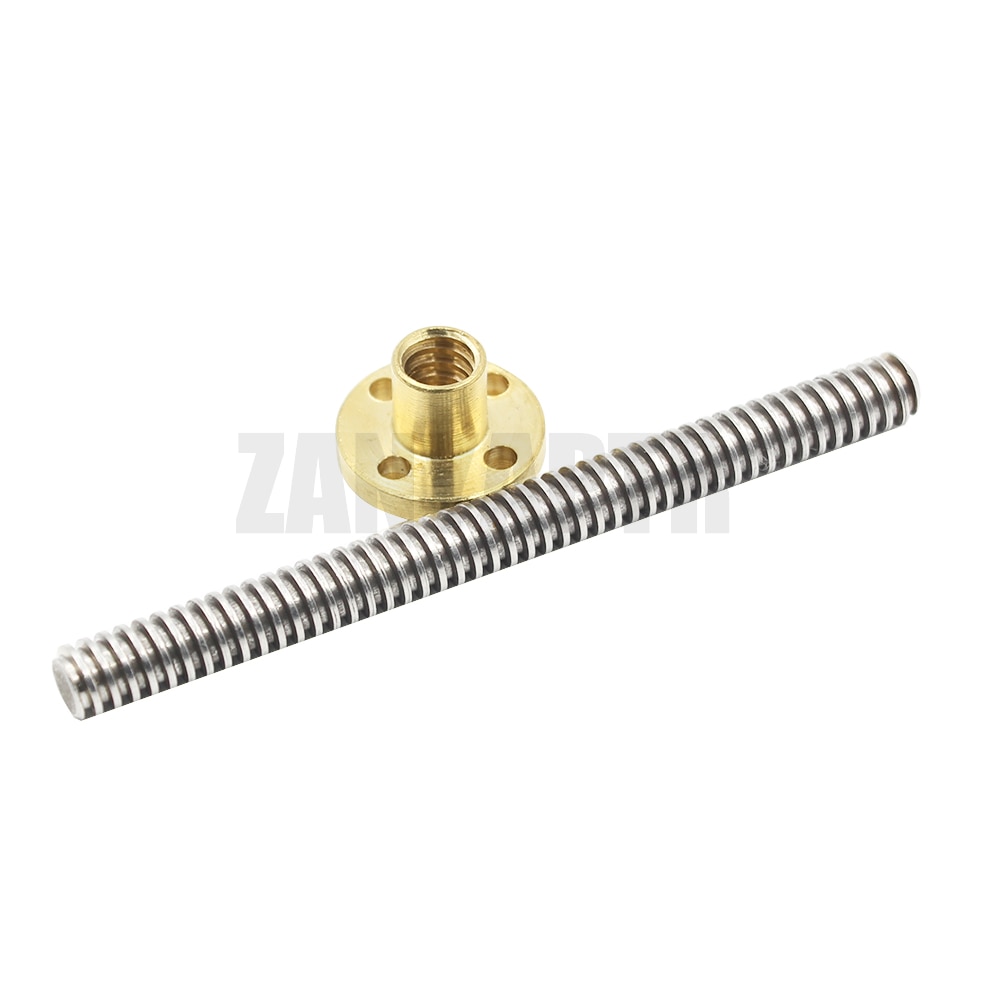 3D Printer &CNC Lead 2mm THSL-500-8D 200/300/400/500 T-type Stepper Motor Trapezoidal Lead Screw 8MM with Copper Nut