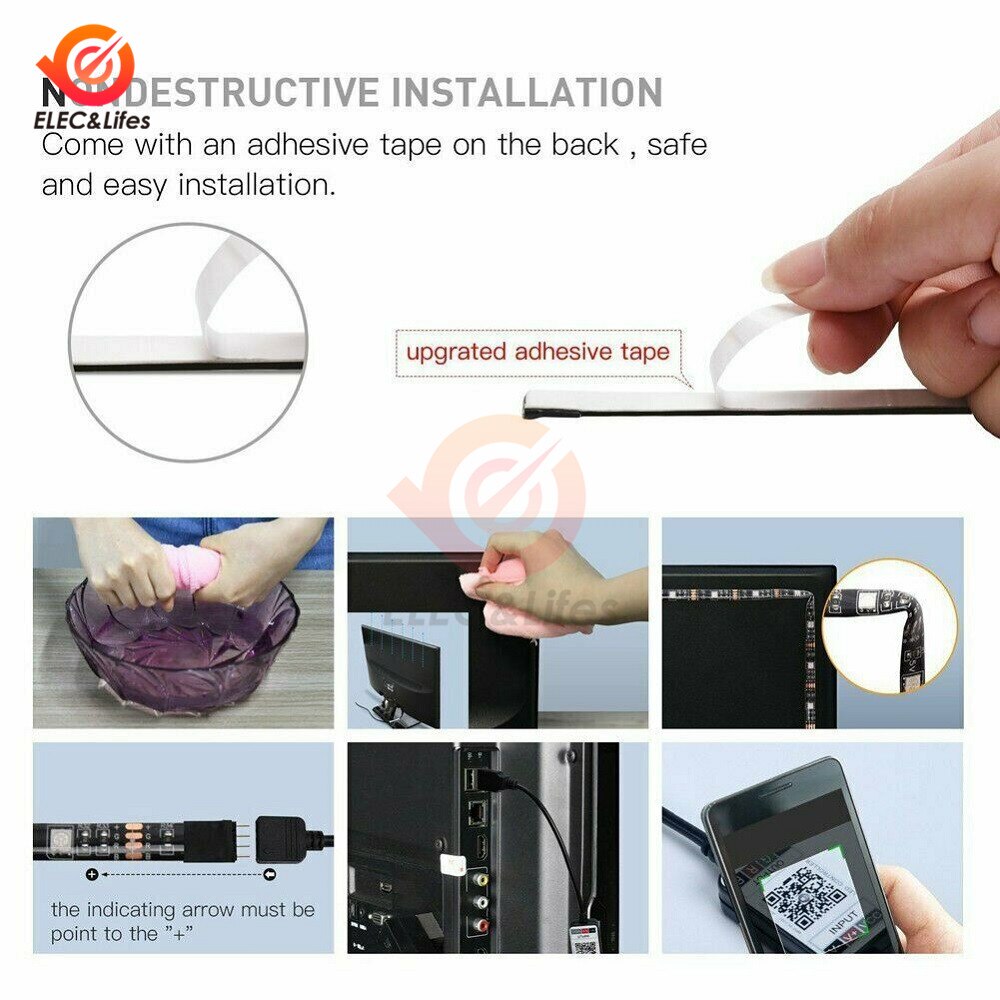 Dc 5V Usb Led Strip 5050 Smd Rgb 1M 2M 3M 4M 5M Bluetooth app Controle Flexibele Licht Tv Achtergrond Rgb Led Tape 30Leds