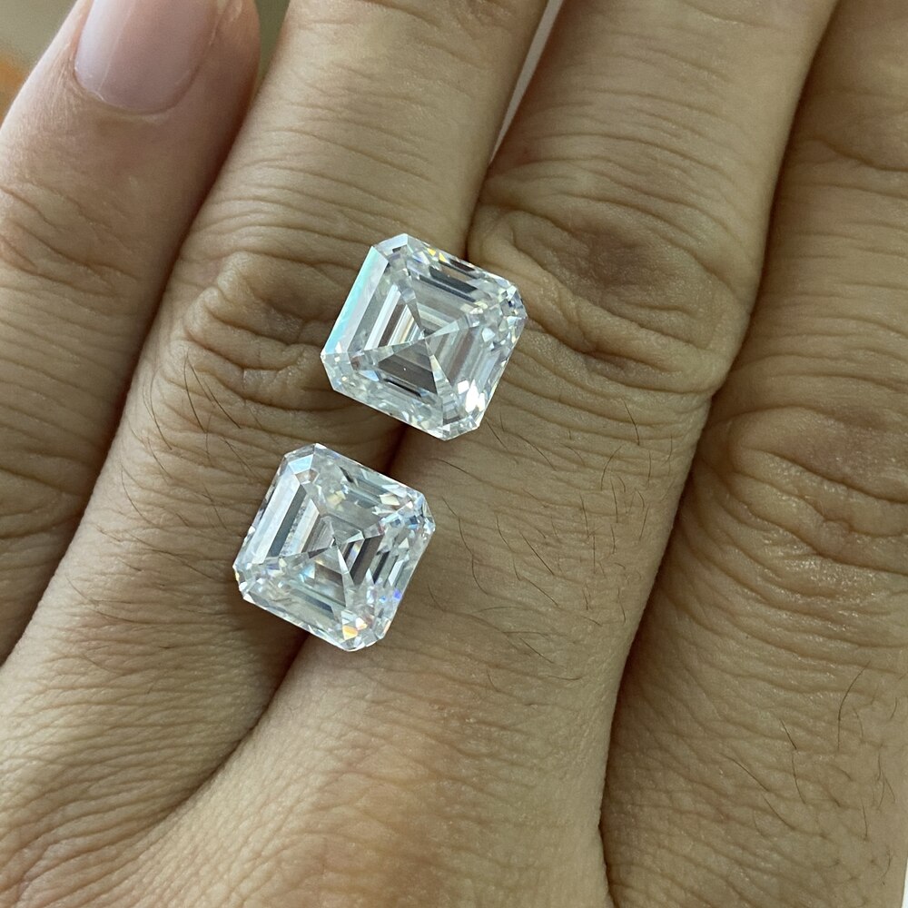 Grown Moissanite Diamond 5*5Mm Asscher Cut Wit Moissanite Stone 0.63 Karaat Uitstekende Moissanite Voor Ring