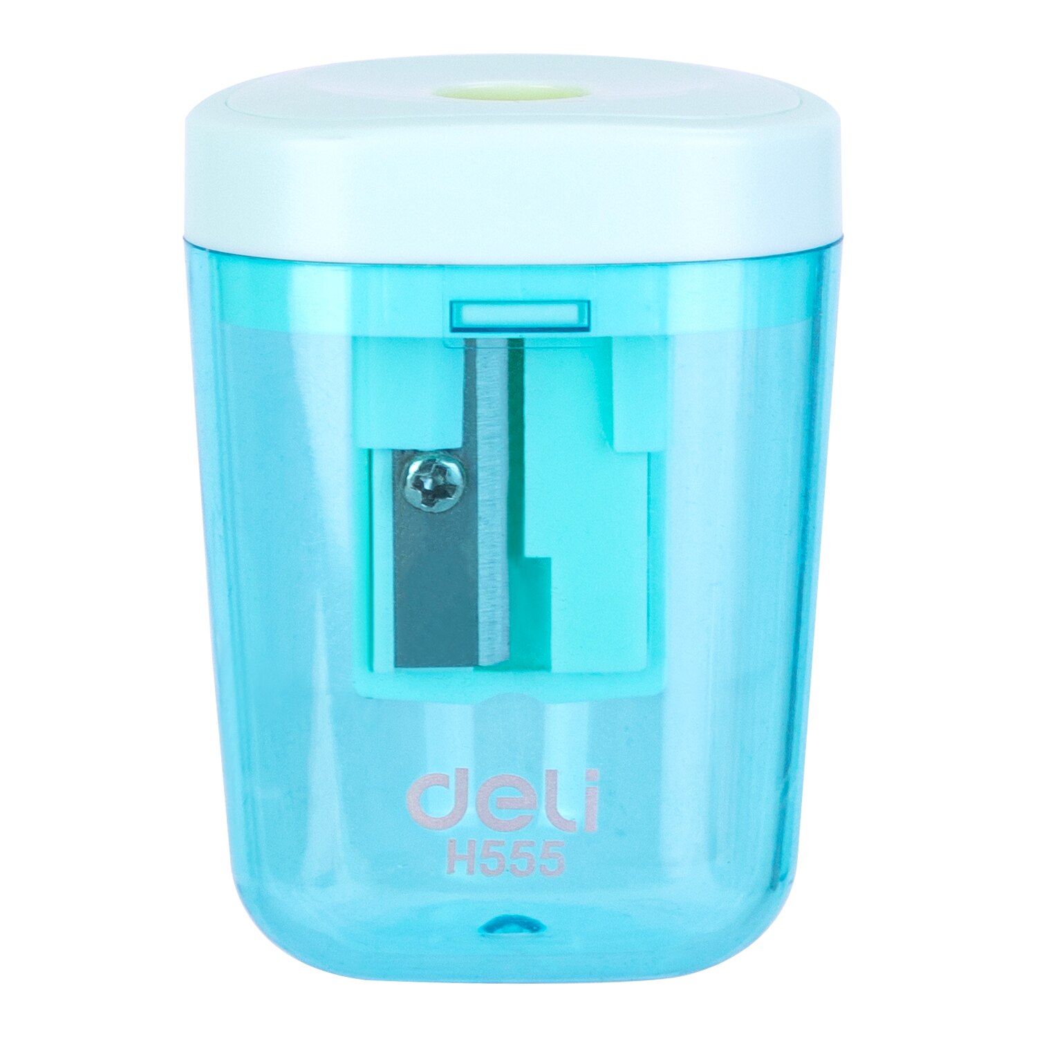 Deli Small pencil sharpener pencil cutter 1 and 2 Hole cute container knife smooth sharpening school supplies stationery: 8mm Blue