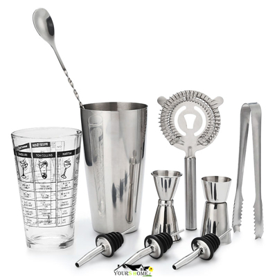 Cocktail Shaker Bar Set Stainless steel Lounge Cup Boston Cup Shaker Cocktail Shake Barware: Set 3-10pcs