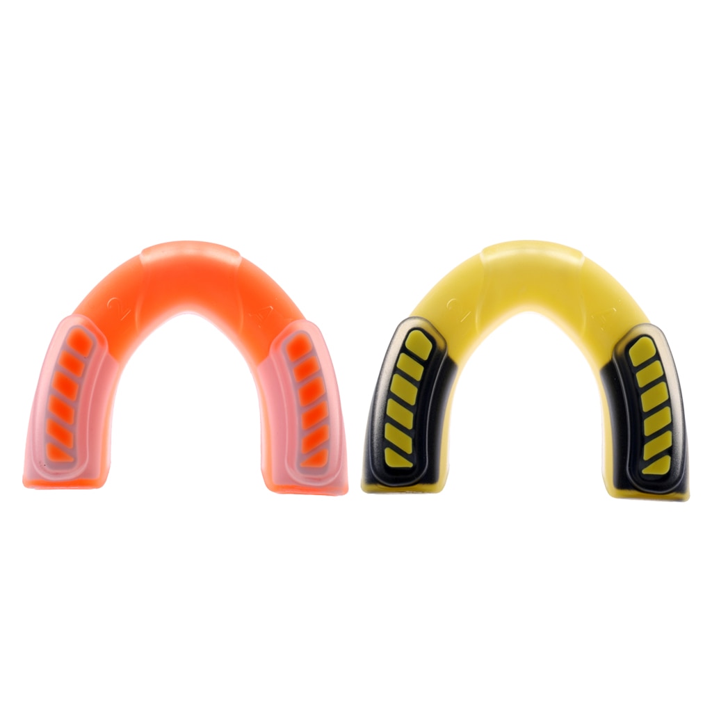 2 Stuks Multi-Sport Mond Guards-Oranje, Geel Gum Shield Sport Beschermende Veiligheid Gear Met Draagtas