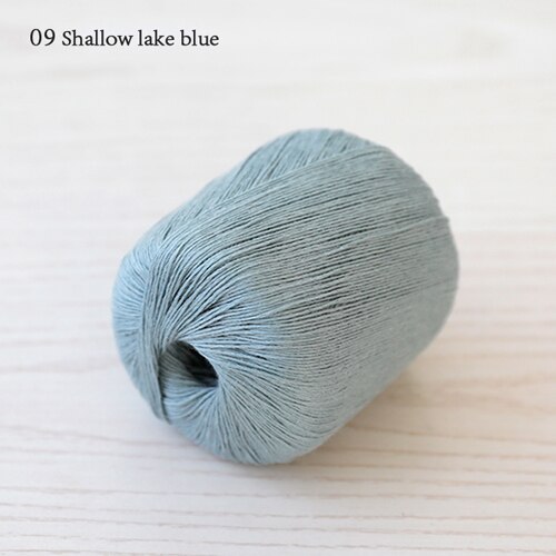 Qzlknit 50g/ nystan vår/sommar babygarn kammad hud affinitet 4 trådar av tencel/linne blandat garn gör det själv virkade skor/kjol etc: 09 grund sjöblå