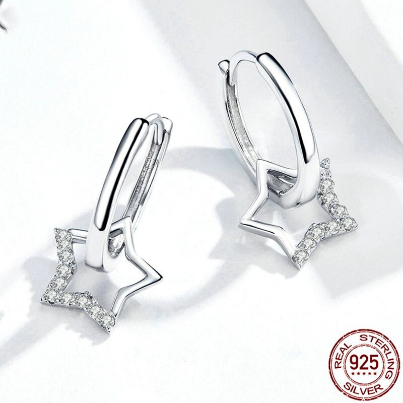 Pendientes Transparentes De Cz Para Mujer, Joyería De Boda, Dije De Estrella, joyería Fina De Plata De Ley 925 Auténtica