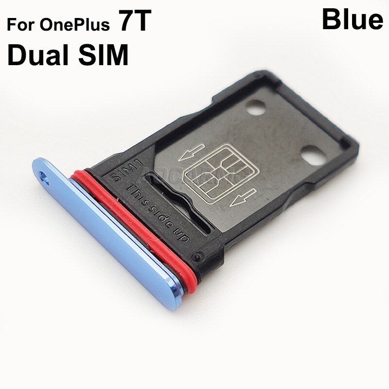 Aocarmo Dual & Einzelne SIM Karte Tablett Für OnePlus 7T Sim Karte Slot Halfter Reparatur Ersatz Teile: Dual ---Blau