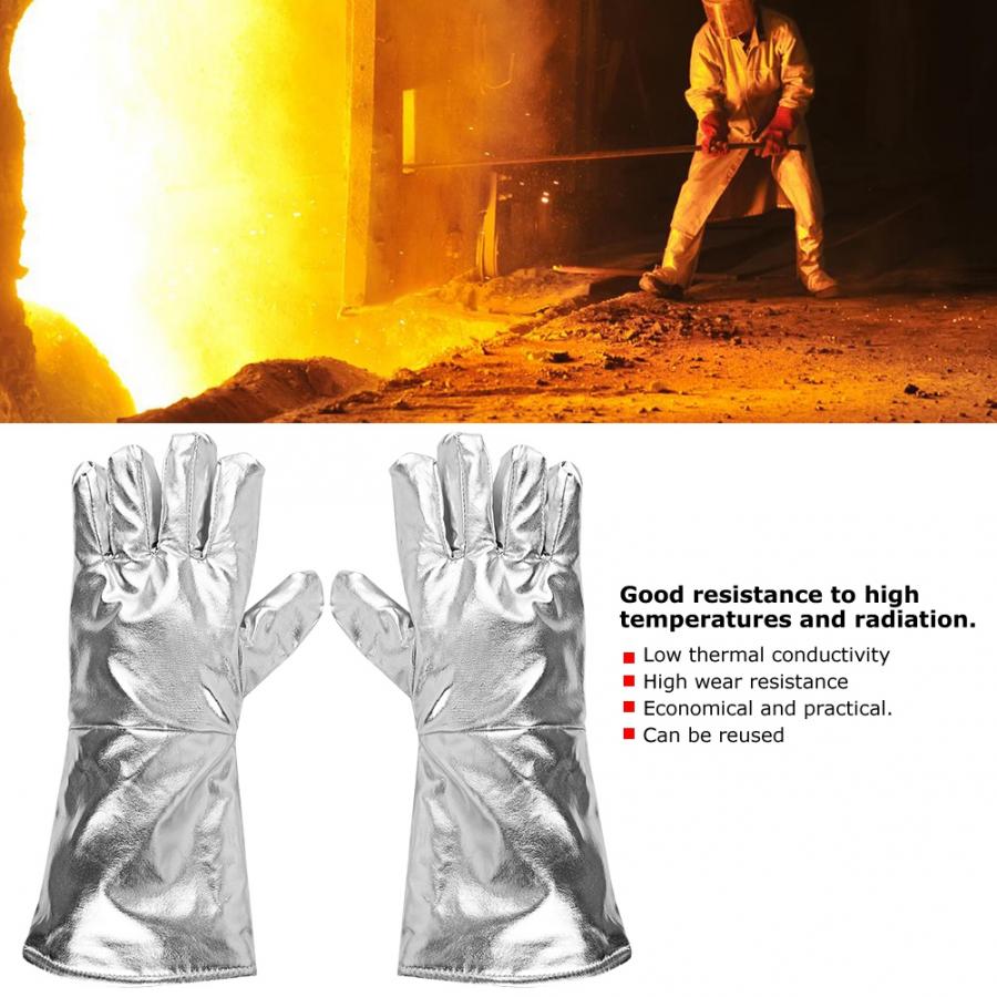 Guantes gruesos de cinco dedos resistentes a altas temperaturas, 700 grados, resistentes a la radiación, aislantes al calor