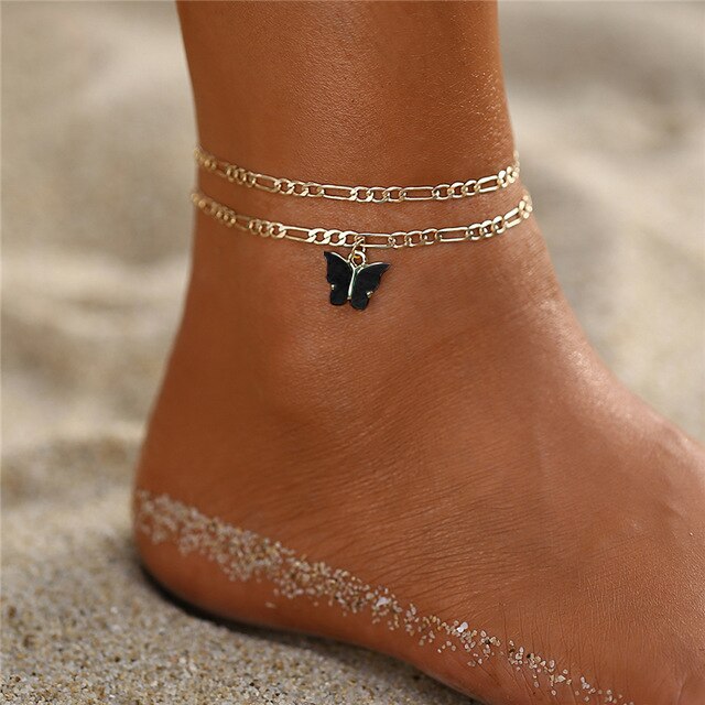 Temperament Vlinder Vrouwelijke Enkelbanden Barefoot Haak Sandalen Goud Voet Sieraden Op Voet Enkelbandjes Voor Vrouwen Been Ketting: 5134504