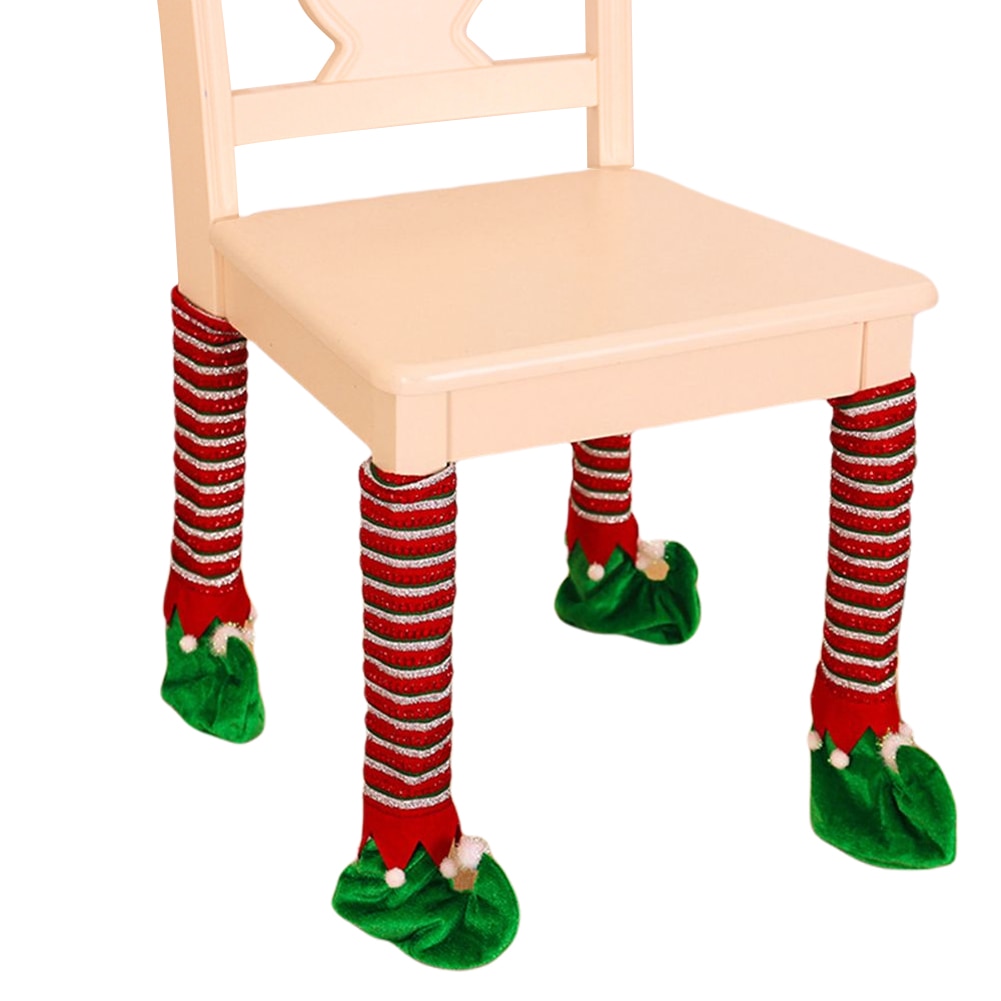 La jambe de chaise de noël couvre le protecteur de plancher mignon de chaussettes de jambe de chaise de d'elfe pour la fête à la maison