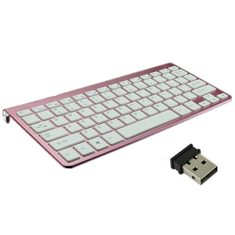 mini multimedia keyboard and mouse combination for laptop and tablet 2.4g wireless keyboard/bluetooth-compatible keyboard: Pink Keyboard