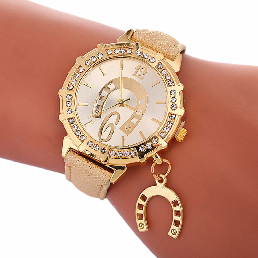 Hoefijzer accessoires vrouwen horloge flash band horloge luxe quartz horloge armband horloge voor vrouwen