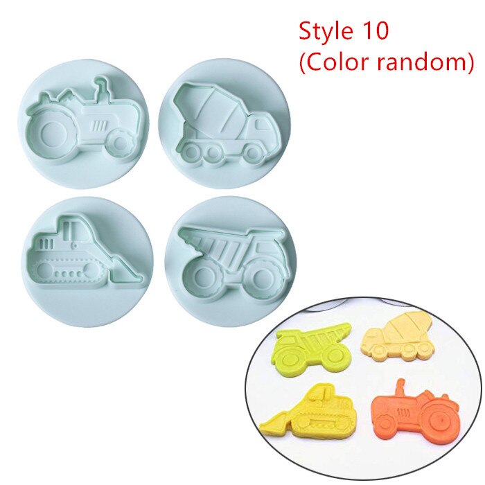 4 stk/set 3D Plunger Cookie Stempel Halloween Kerst Cookie Cutter Bakvorm Baby Plastic Reliëf Cookie Cutter Fondant Cutter: Style 10