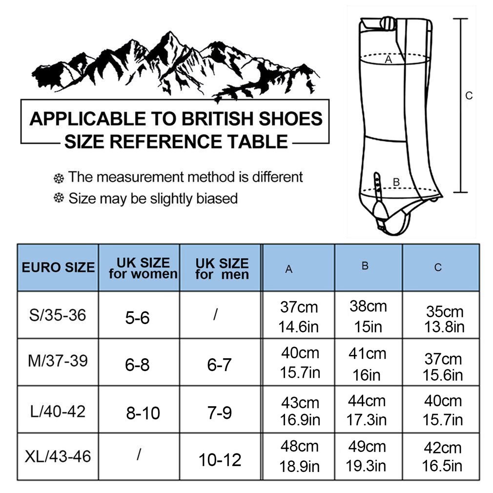1 par de mallas impermeables para nieve, cubierta de polainas, polainas transpirables para la pierna, para senderismo al aire libre, senderismo, escalada, caza