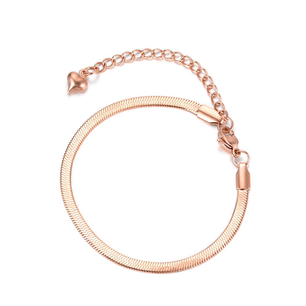 JeeMango Neue Edelstahl Schlange Kette Dünne Armbänder Armreifen Gold Farbe Jubiläum Chirstmas Für Frauen JB18075: rose gold Farbe